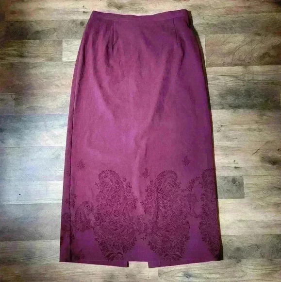 Burgundy Norton Mcnaughton Midi Skirt Size 12 - Picture 1 of 6